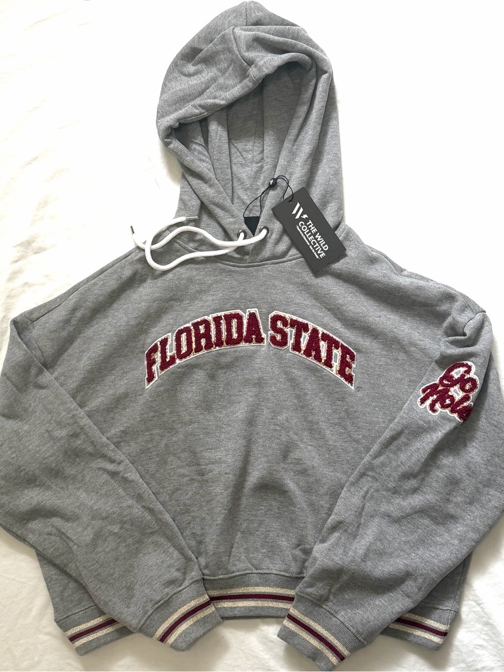 The Wild Collective Florida State Seminoles Cropped Hoodie Gray FSU NWT [Size M]